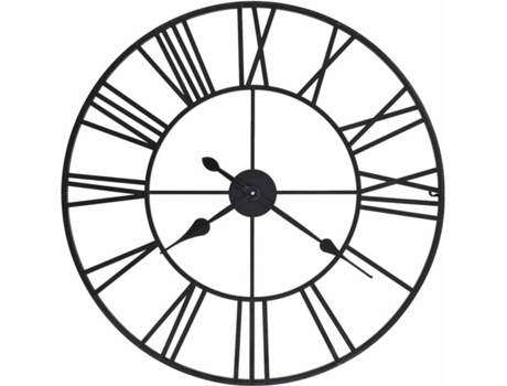 Reloj De Pared vidaxl vintage movimiento cuarzo metal 80 cm xxl negro retro esqueleto romanos