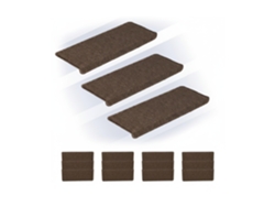 Conjunto De 15 Tapetes De Escada Relaxdays, Tapetes Rectangulares, 65x24 Cm, Autocolantes, Castanho Escuro
