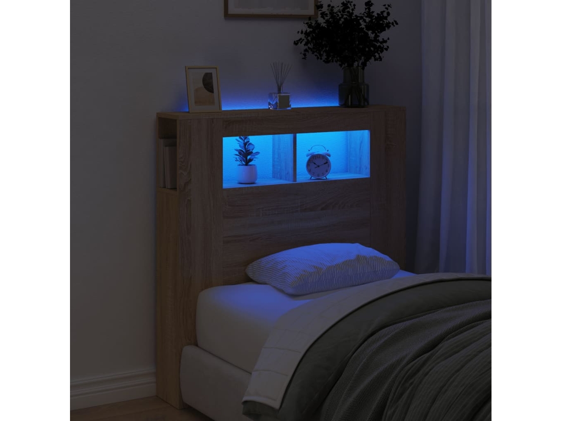 Cabecero Led Madera Ingeniería Roble Sonoma 100x18,5x103,5 Cm