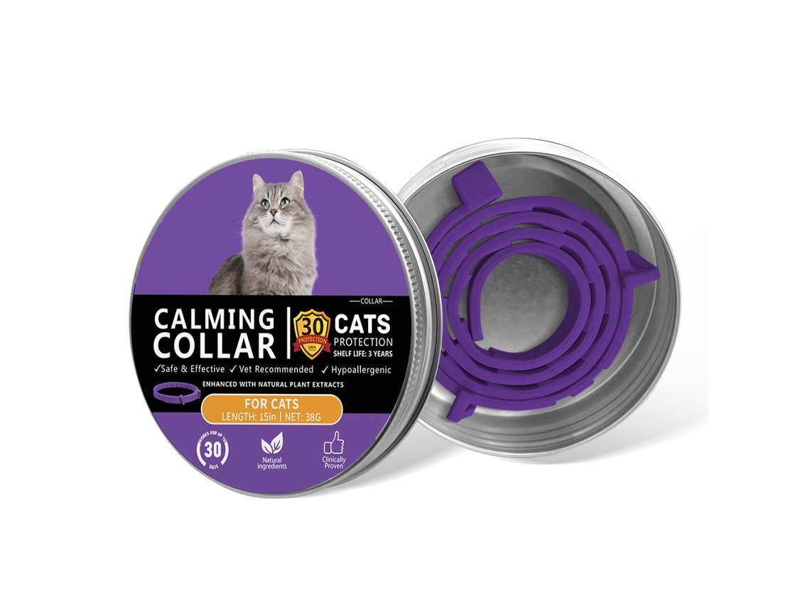 Colar Relaxante Para Gato Roxo | 30 Dias De Proteção, 38 Cm, Baixa Alergia, Uso De Ingredientes Naturais