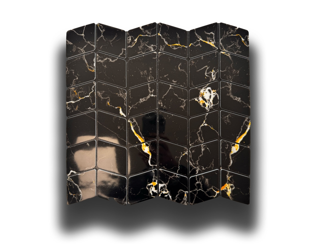 Azulejos autoadhesivos acústicos y aislantes 3D para mascotas de 30 x 30 cm (4 mm de grosor) de mármol negro rombo