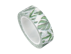 Fita Adesiva Decorativa Solustre Com Estampa De Plantas Tropicais, 1 Rolo, Para Scrapbooking E Journaling, Verde,