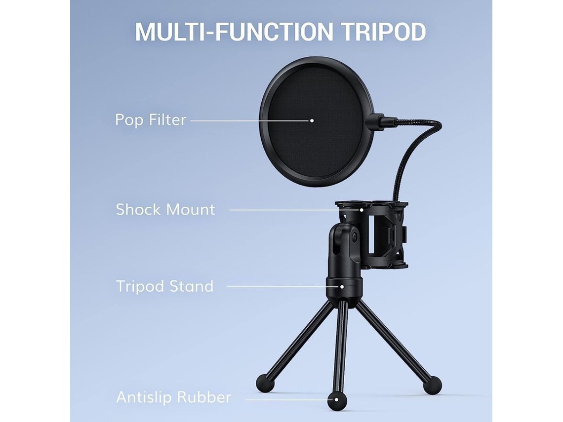 Trípode Y Filtro Antipop Linjou Para Podcasting Y Grabación De Voz.