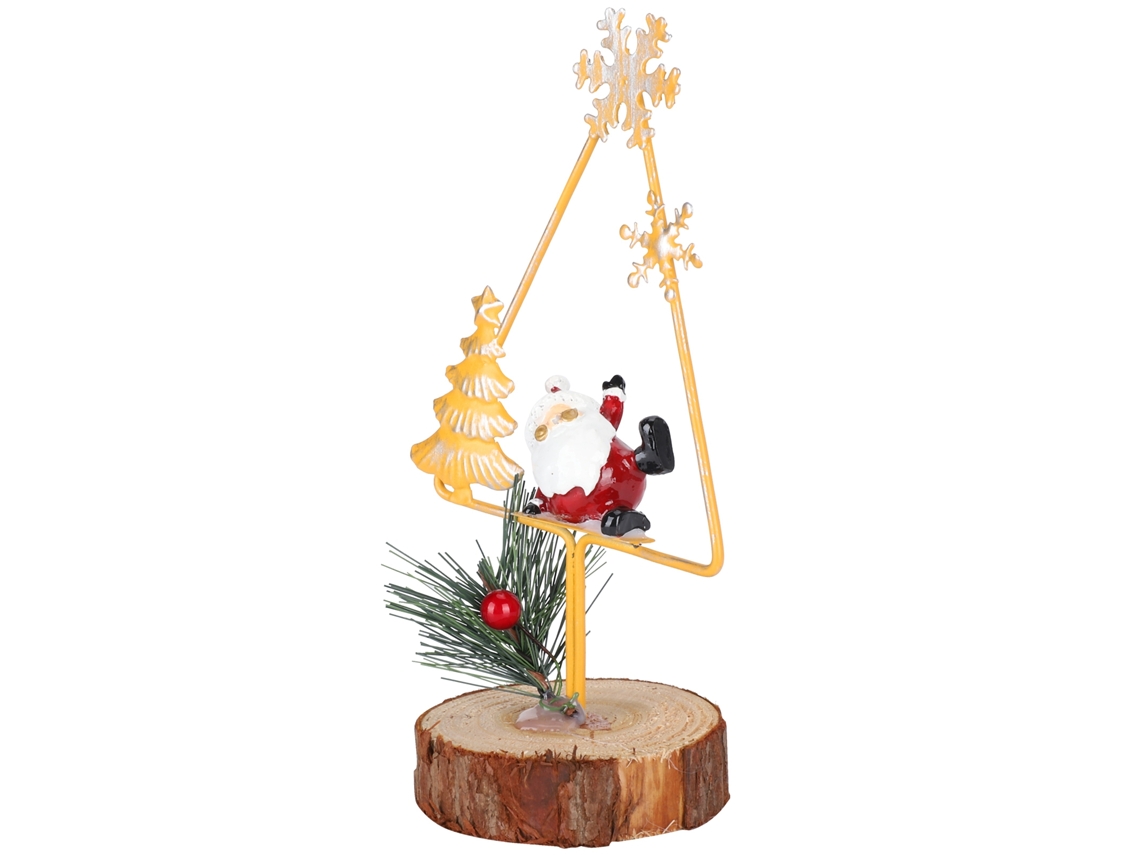 Lindo Adorno Navideño De Papá Noel, Decoración De Trípode De Hierro Y Madera, Regalo Para Fiestas