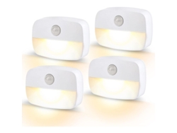 Linjou Luz Nocturna Con Sensor De Movimiento Led, 4 Pack Luz De Pared Batería Interior