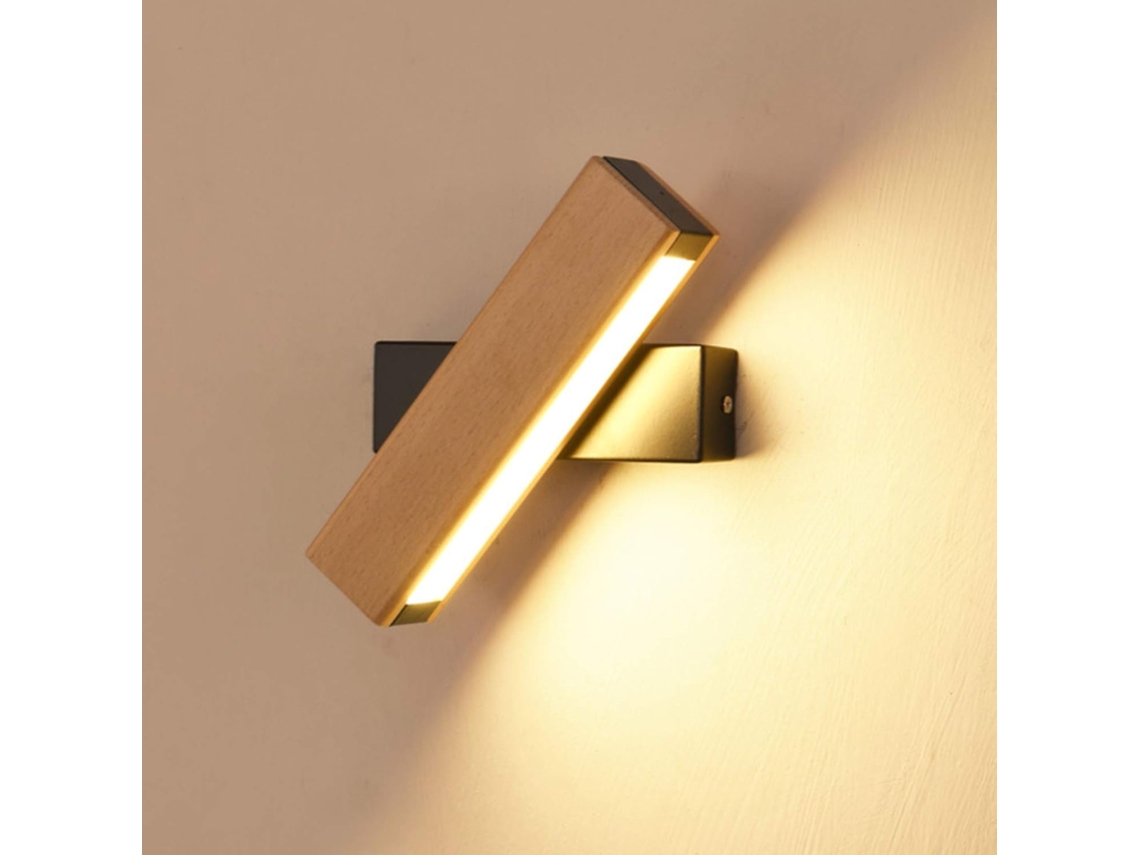 Aplique de pared LED Nicecee giratorio 360° para interiores, 21 x 4 x 4,5 cm, 4 W, blanco cálido, base negra