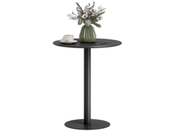Mesa De Comedor Redonda Para 2 Personas, Mesa De Cocina Moderna Para Salón O Jardín, De Acero, Ø60 X 72 Cm, Negra.