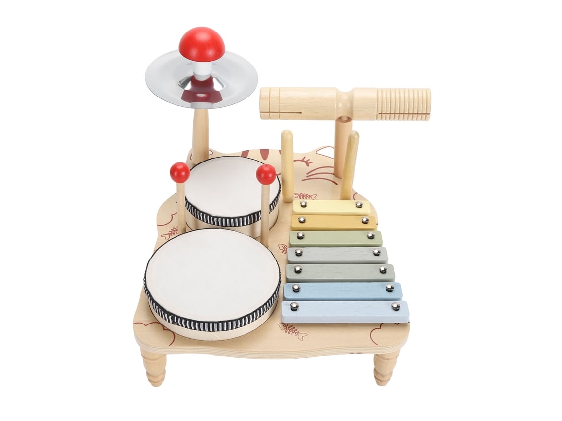 Bj-bateria Musical De Madeira Puzzle Para Crianças, Instrumento De Percussão Educativo Com Cognição De Cores E Sensorialidade Musical
