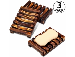 Juego de jabonera de madera con bolsas de sisal