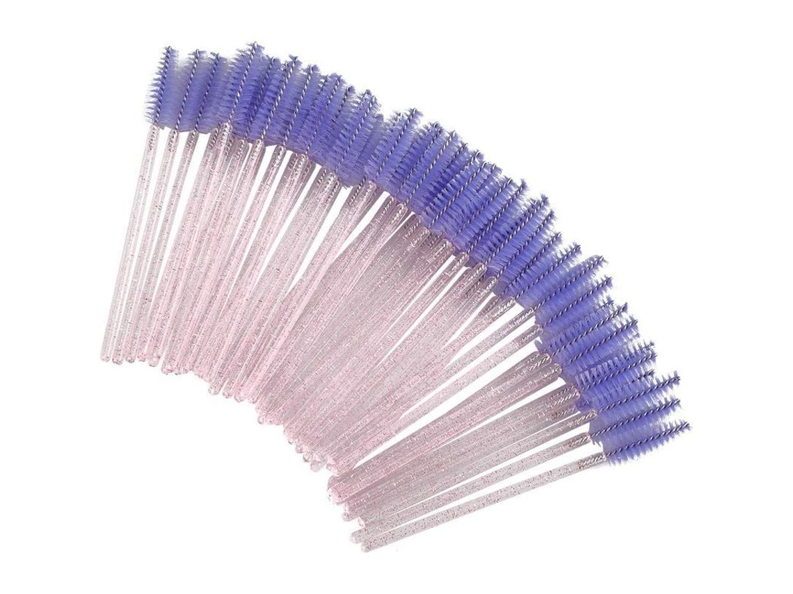 100 Cepillos Desechables De Cristal Para Pestañas, Cepillos De Rímel Rosa, Aplicadores De Pestañas