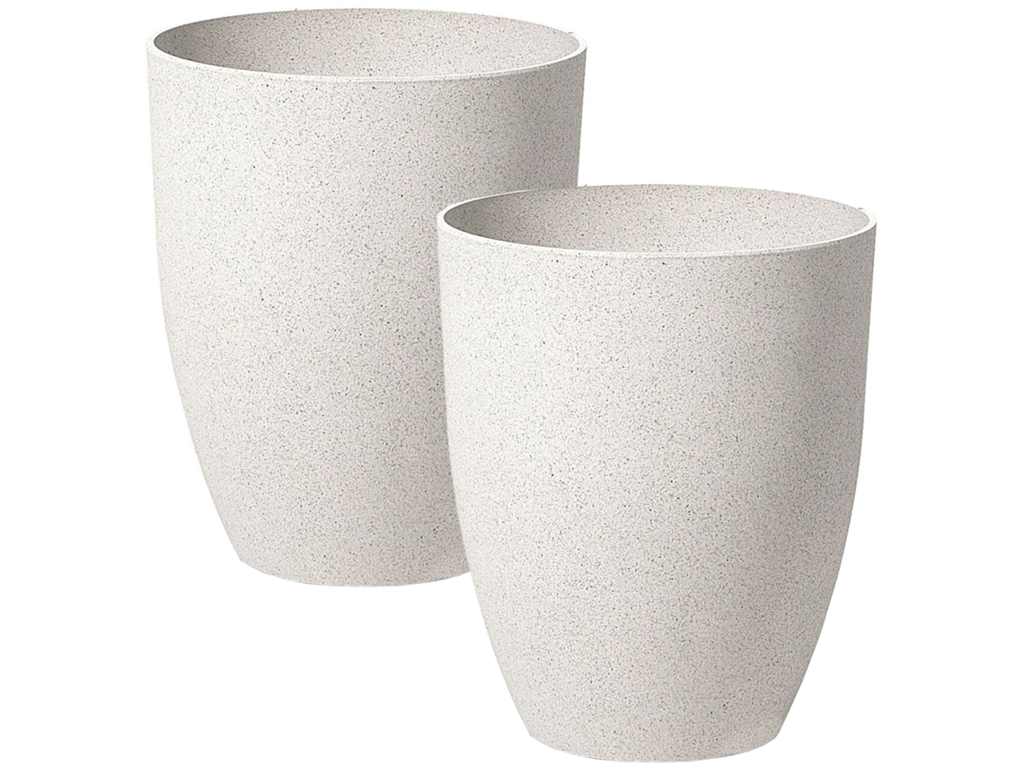 Conjunto de 2 macetas BELIANI Croton de Mezcla de piedra Blanco 35x35x42