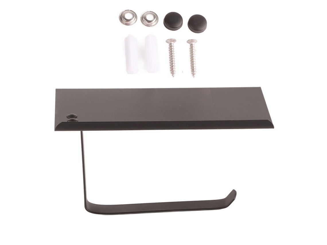 Portarrollos De Papel Higiénico De Acero Inoxidable, No Requiere Perforación, Montaje En Pared, Multifuncional, Baño, Cocina, K6 Negro