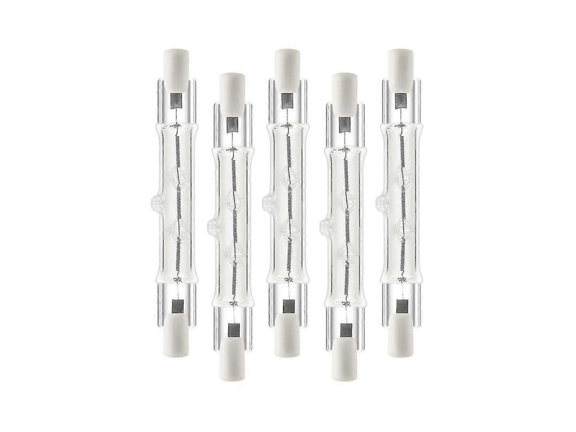 5 Lámparas Halógenas Lineales R7s De 118 Mm, 300 W, 230 V, Ajustables, Para Iluminación De Obras.