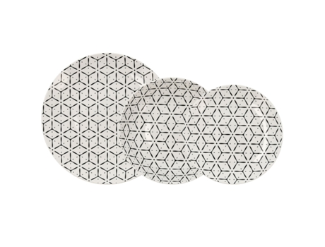 Set de Vajilla Quid Creativa Cerámica Blanco/Negro 18 Piezas