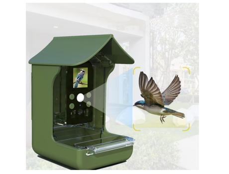 Comedero inteligente para pájaros con cámara, cámara HD 1080P para comedero de pájaros, captura automática de vídeos y fotos de aves, pájaros con C...