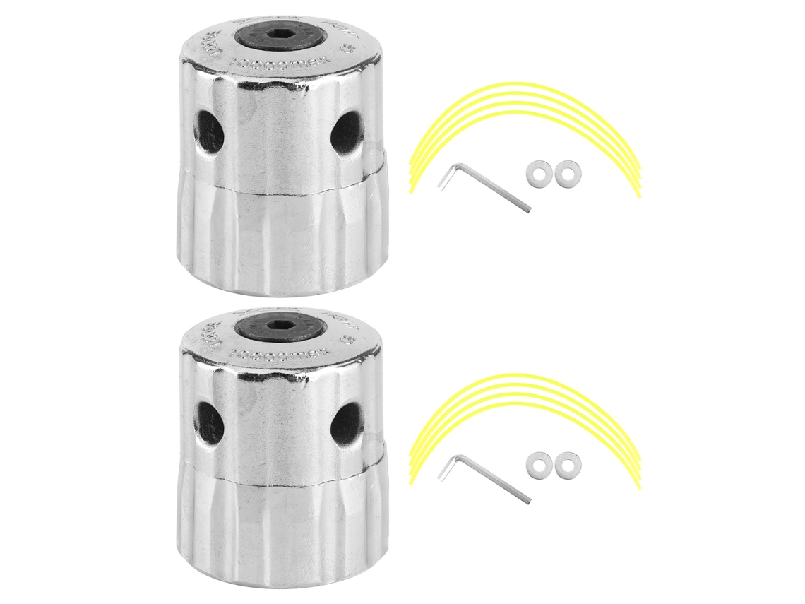 Juego de 2 cabezales para cortacésped de aleación de aluminio con líneas, accesorio para cortacésped