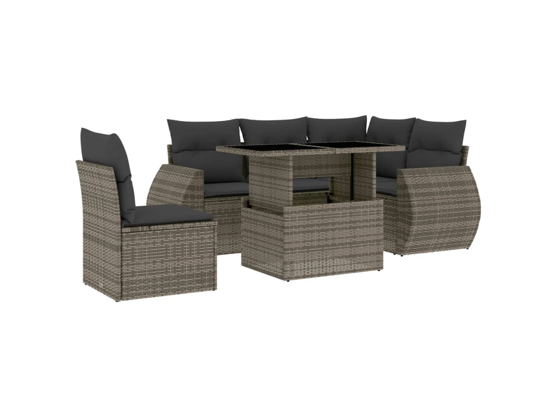 Maison Exclusive - Set De Muebles De Jardín 6 Pzas Y Cojines Ratán Sintético Gris