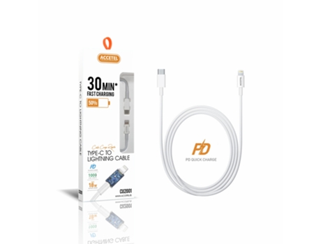 Cable ACCETEL iPhone XR (1 m - Blanco)