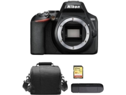 Kit Cámara Réflex NIKON D3500 Corpo Negro + Tarjeta SD de 32GB + Funda para cámara + Lector de Tarjeta de memória