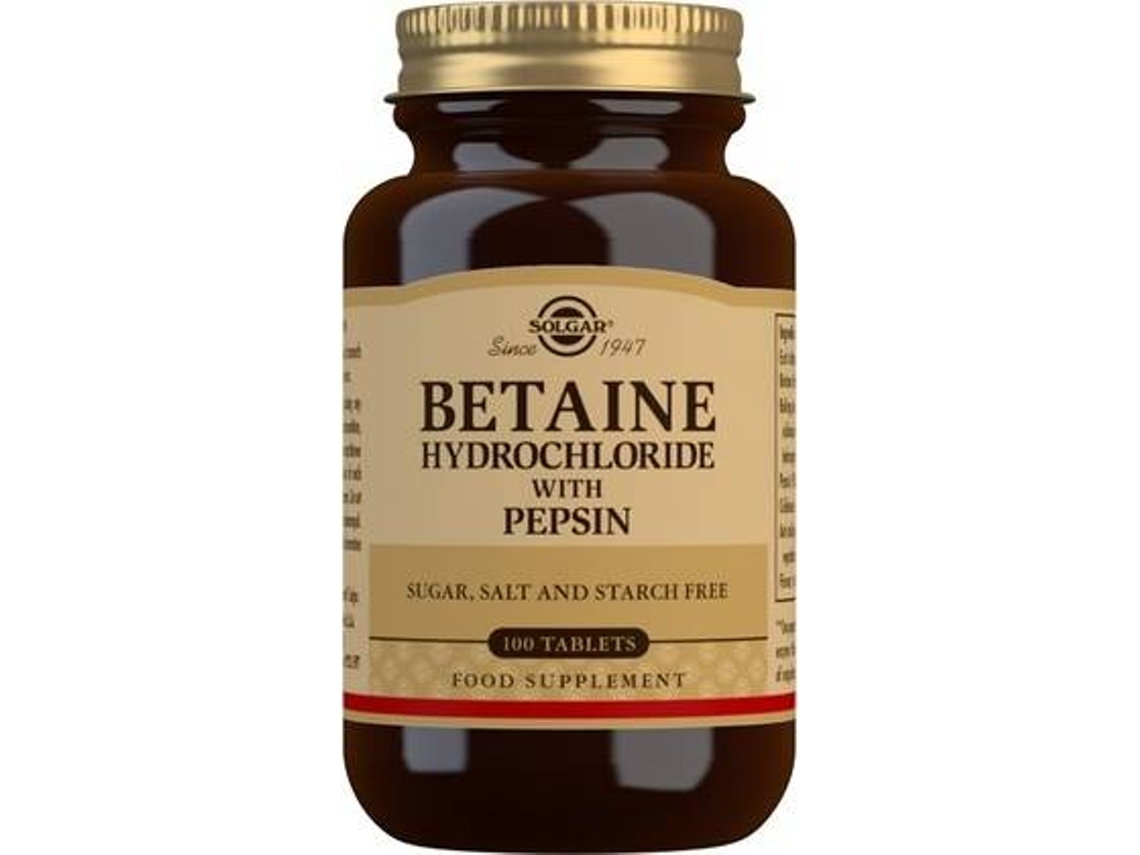 Complemento Alimentar SOLGAR Betaine Clorhidrato Com Pepsina (100 tabletes)