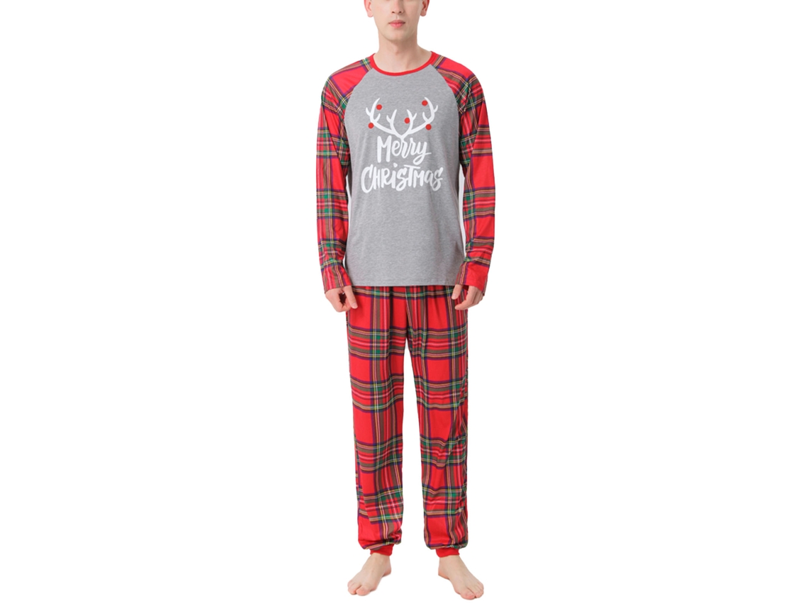 Pijamas Coordinados De Familia Para Navidad Adultos Niños Bebés Manga Larga Cuello Redondo Estampado Cuadros Conjunto De Pijamas Hombre Talla L