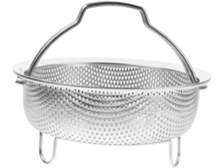 Cesta vaporera de acero inoxidable con asa, colador fino reforzado para escurrir y lavar - Gokoco