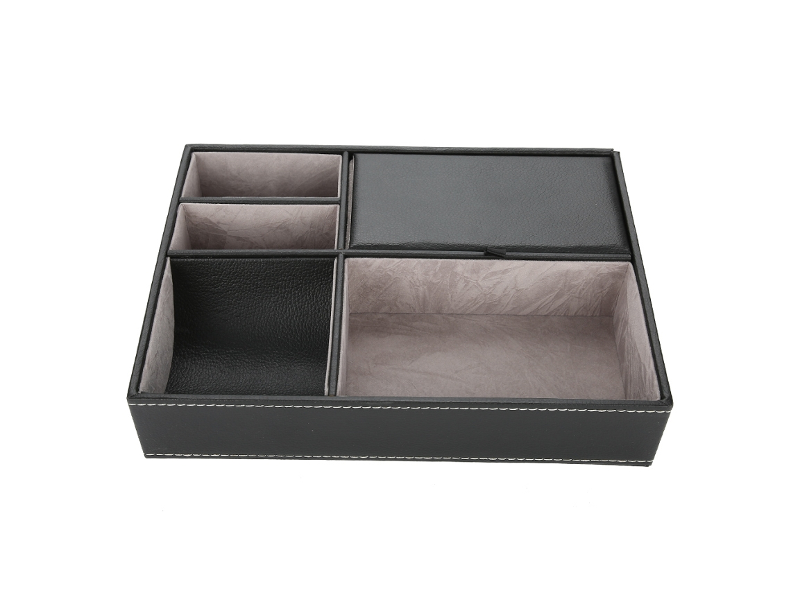 Caja De Almacenamiento Multifuncional De Pu Para Joyas, Gafas Y Relojes Para Uso En La Oficina.