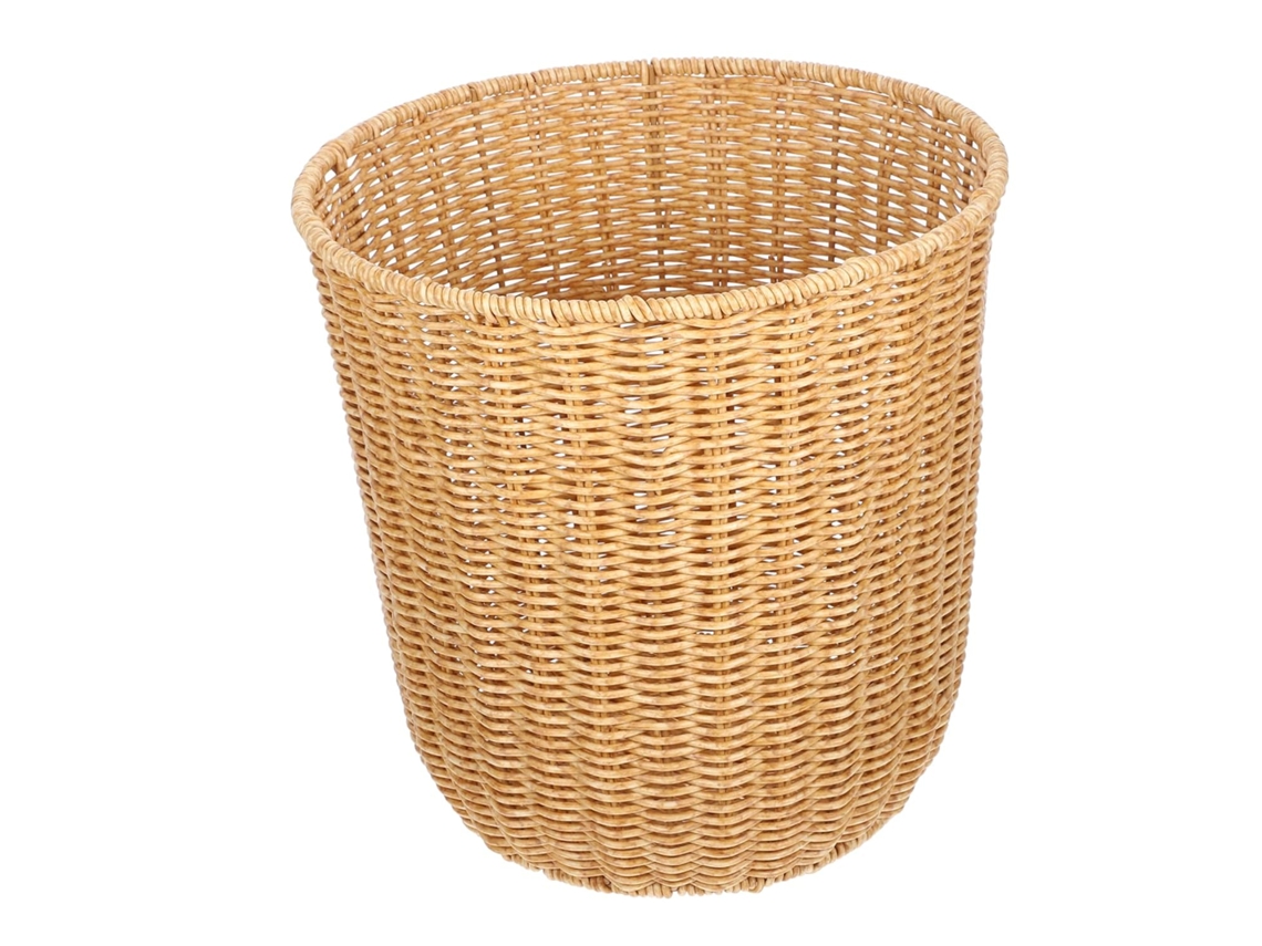 Cesta Grande Tejida De 25x25 Cm, Fabricada En Plástico Tejido Resistente: Almacenamiento Versátil Para La Oficina.