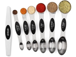 Juego de cucharas medidoras magnéticas de acero inoxidable Facpoet con nivelador.