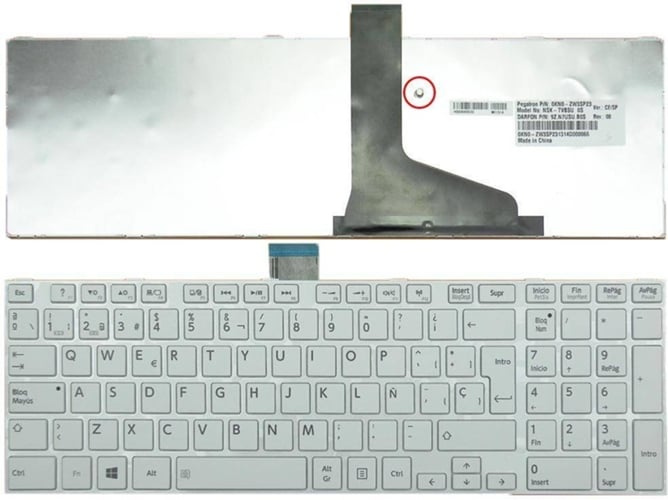 Teclado para Portátil Toshiba Satellite L850, L950 C855 Pscbye-04500Rit Blanco