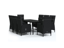 Maison Exclusive - Juego De Comedor De Jardín 9 Piezas Con Cojines Negro
