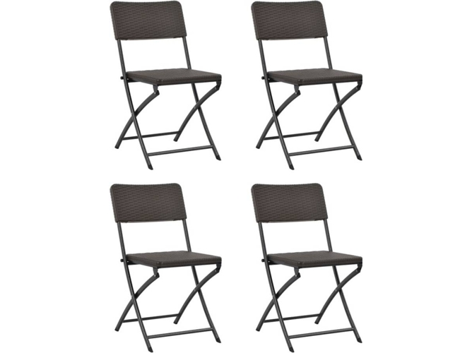 Conjunto 4 Silla Jardin VIDAXL Marrón Plástico