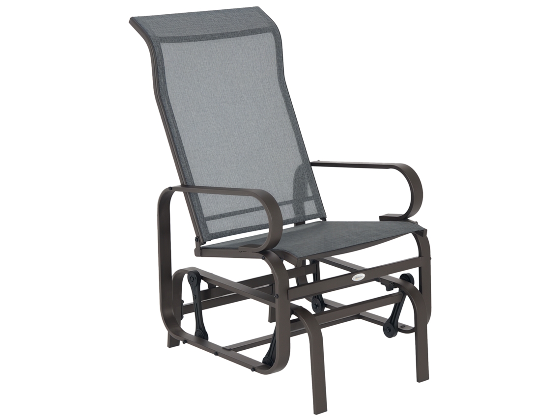 Mecedora de jardín de metal, tapizada en tela gris/marrón, 60x78x105cm, ZENCORE SERVICES
