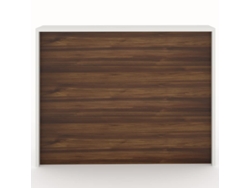 Mostrador de recepción y oficina. Fácil montaje y robusto. Laminado con frontal color Nogal. Fabricado en España. (140x105x50 cm). OFICIT