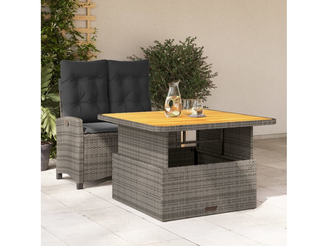 Conjunto de comedor de jardín de 2 piezas DKD Home Decor con cojines de mimbre gris