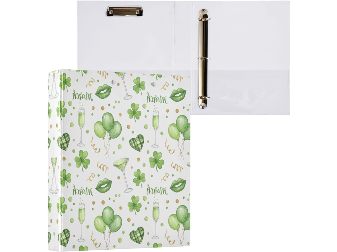 Besportble Carpeta De San Patricio Y Anillas Redondo Con Portapapeles Oficina 27,9 X 21,6 Cm 31,5 27 6
