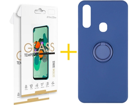 Carcasa + 2 Protectores de Pantalla para Samsung Galaxy A20e SKYHE Azul Oscuro