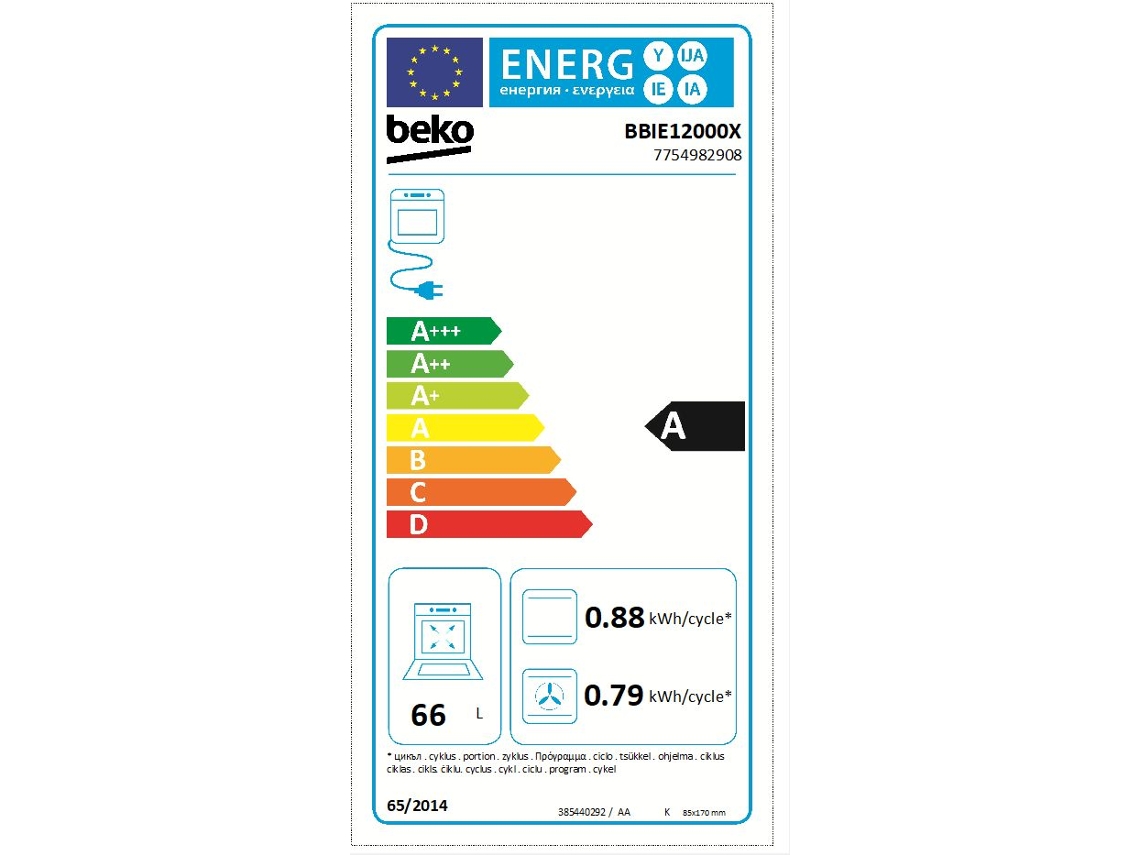 Horno Beko Bbie12000x de 66 L y 2400 W de acero inoxidable