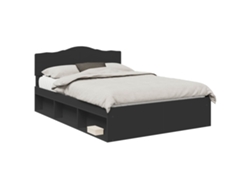 Maison Exclusive - Estructura De Cama Negro 150 X 200 Cm Madera De Pino Macizo
