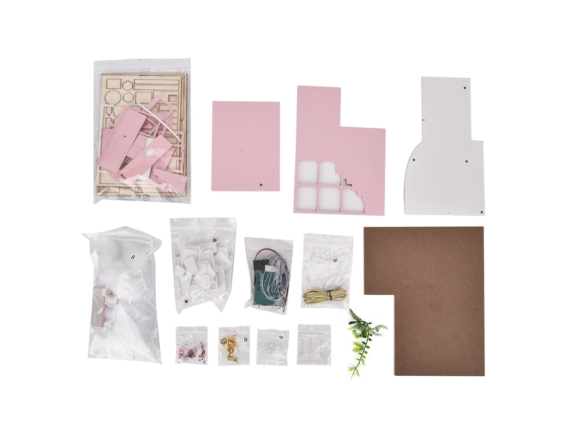 2026-kit De Casa De Muñecas En Madera Miniatura Rosa Para Diy, Loft De Niña, Juguete Y Regalo Manual