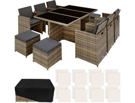 Conjunto de Jardín TECTAKE Nueva York (Marrón - Poli Ratán - 54x58x82 cm)