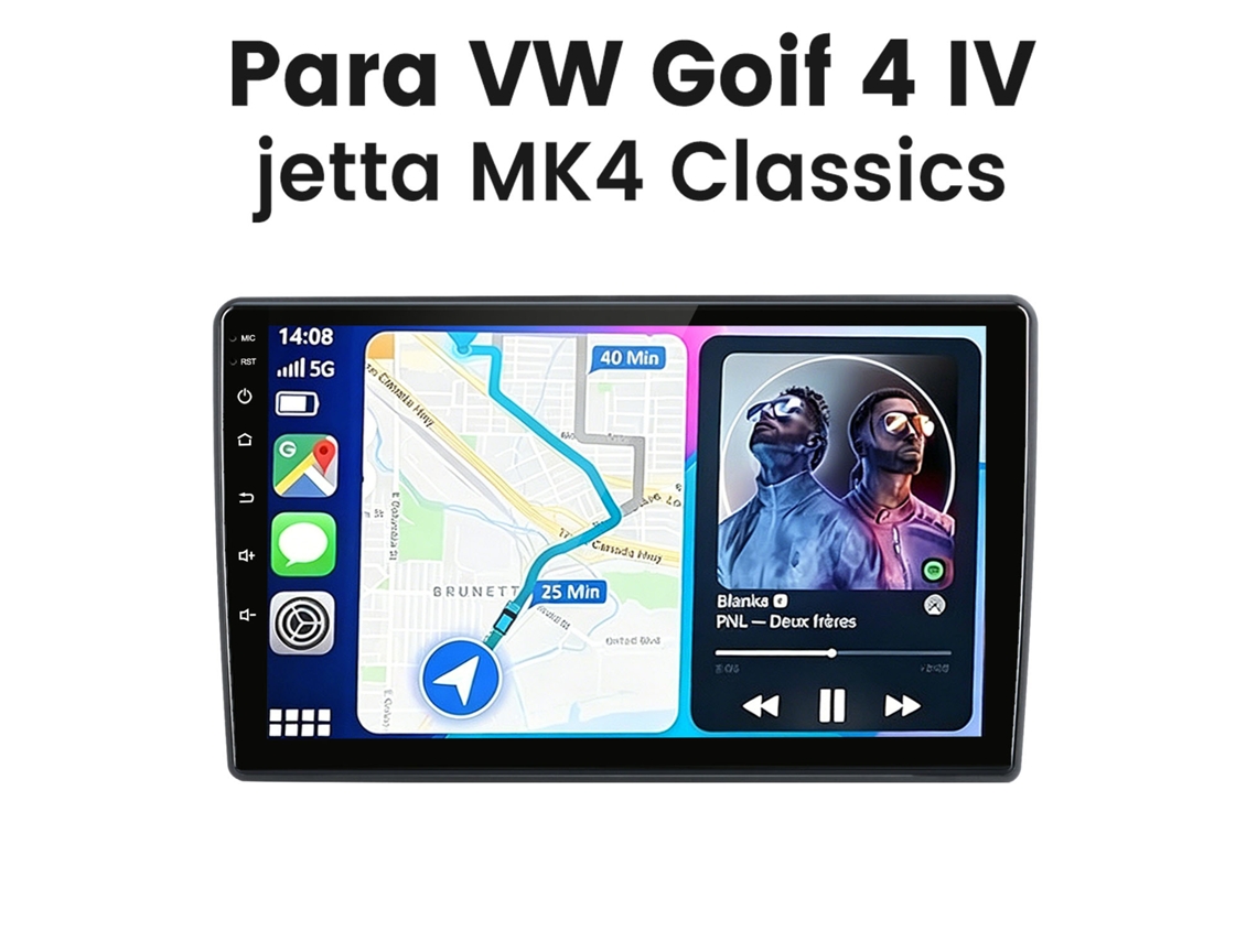 Radio Hexinex De 9" Para Vw Golf 4 / Jetta Mk4 — Android 15, 2 Gb + 64 Gb, Wi-fi, 4 Núcleos, Carplay, Android Auto, Rds