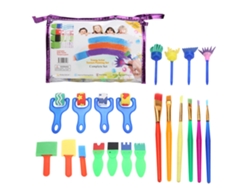 Ats-26pcs Set De Pintura Para Niños Con Brochas Esponjas Y Herramientas De Sellado Juguete De Dibujo