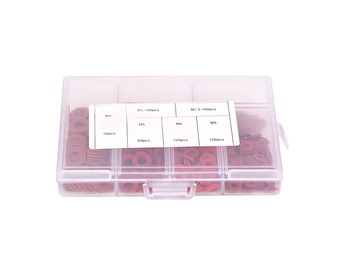 Juego De 500 Arandelas Planas Aislantes De Acero Al Carbono Rojo Con Revestimiento De Zinc Blanco.