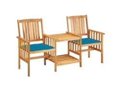 Sillas de jardín con mesa de centro y cojines de madera maciza de acacia, Dkd Home Decor