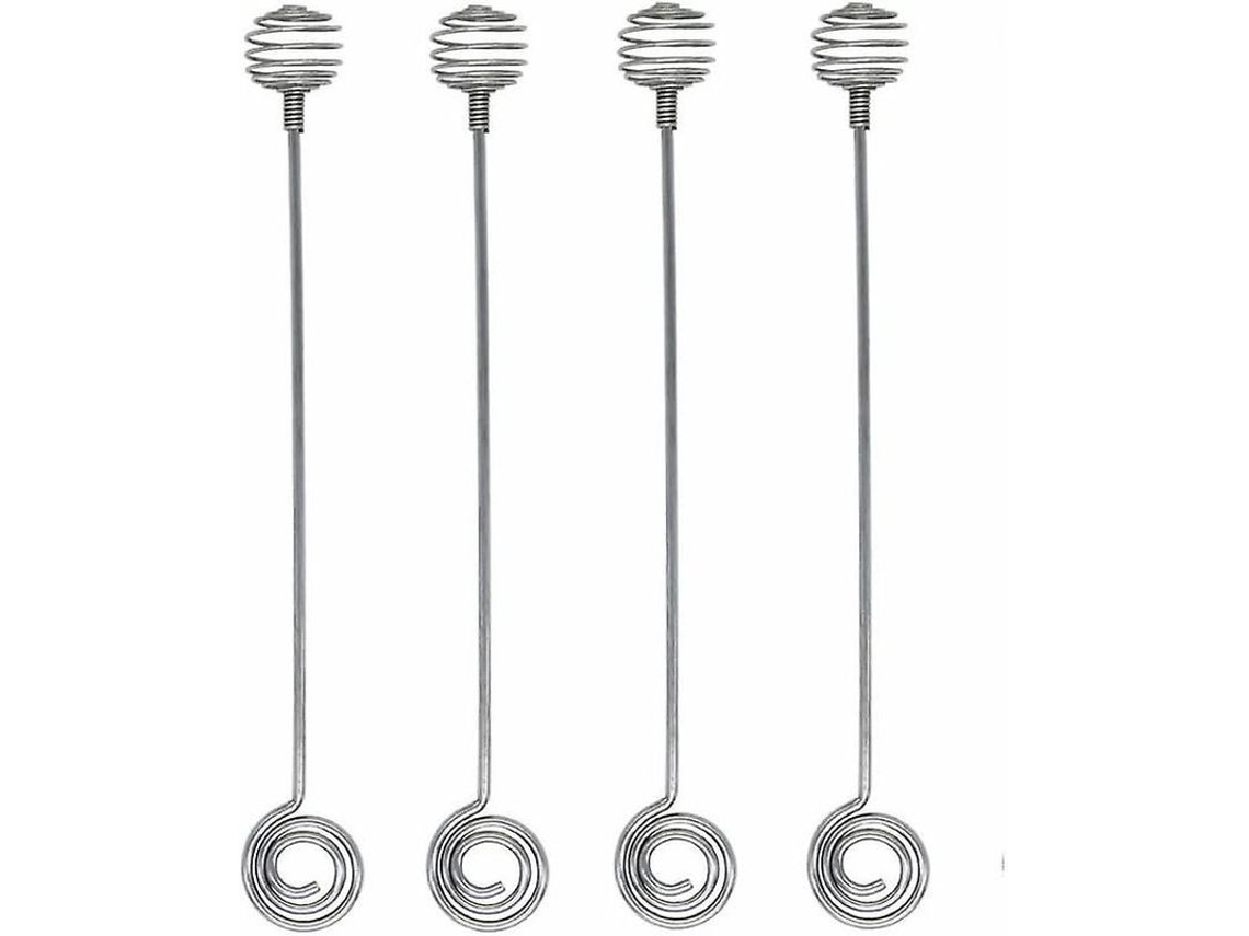 4 Palillos De Miel De Acero Inoxidable, 19.6 Cm Largos, Diseño Espiral, Anti-corrosivo, Regalo