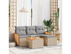Conjunto de 5 sofás de jardín con cojines de mimbre beige Dkd Home Decor