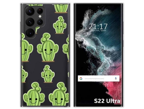 Carcasa Samsung Galaxy S22 Ultra 5G TUMUNDOSMARTPHONE Dibujos Transparente Cactus Multicolor
