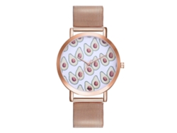 Reloj De Pulsera De Malla De Acero Para Mujer Con Esfera Redonda Y Movimiento De Cuarzo Color Oro Rosa.