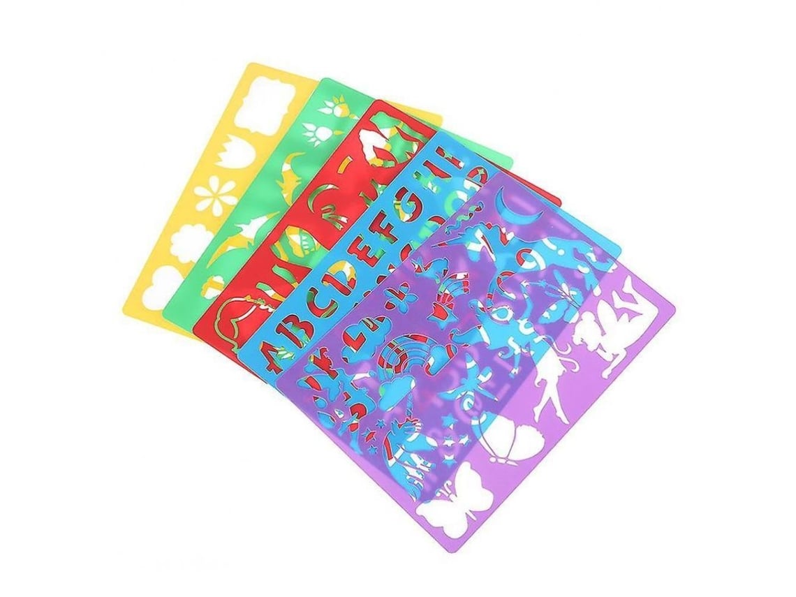 El set Rebe incluye 20 plantillas de dibujo para niños, con más de 300 formas divertidas, fabricadas con material PP seguro y suave.